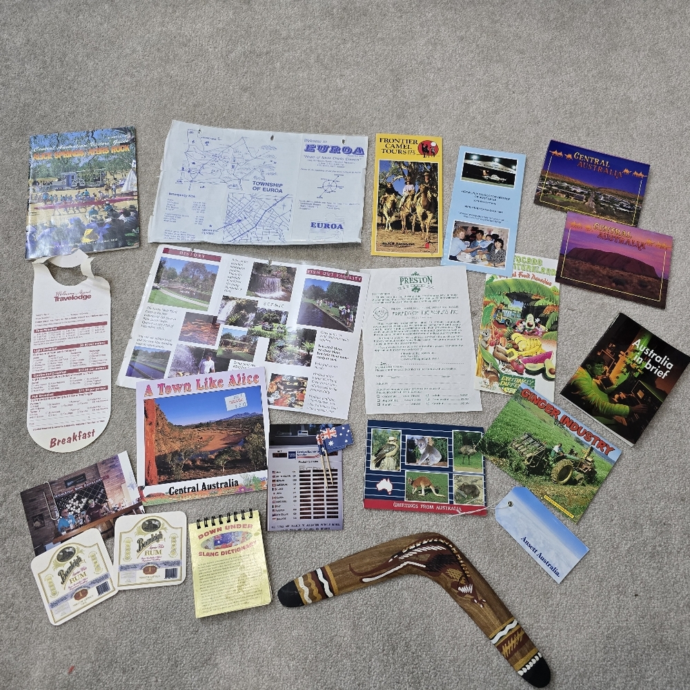 Vintage 1992 Australian Souvenir Lot Brochures Books Menus Visitors Guide